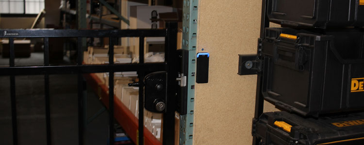 Access control cages prevent unauthorized access to chemicals and other inventory.