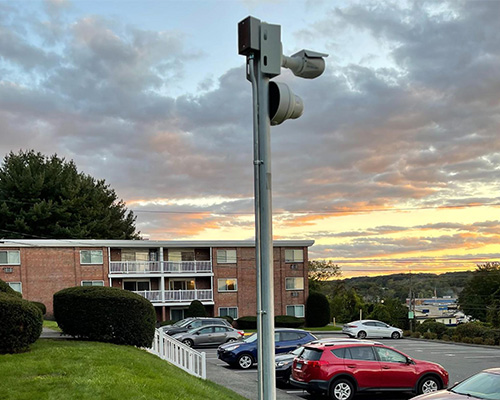 Outdoor security camera installation that respects tenant privacy