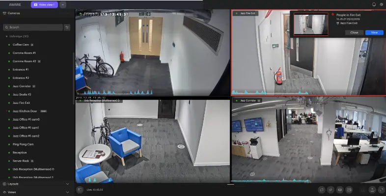 Business security footage interface